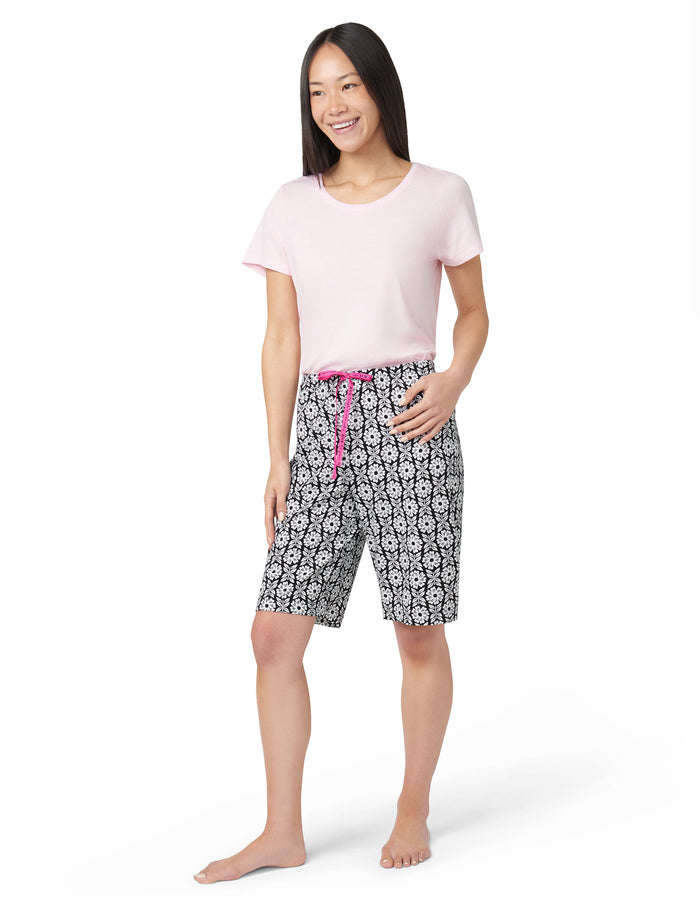 HUE Happy Fields Floral Pajama Bermuda Short