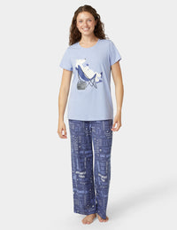 HUE Short Sleeve Embellished Pajama Set