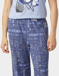 HUE Short Sleeve Embellished Pajama Set