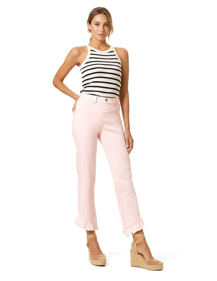 HUE Ruffle Denim Mid Rise Skimmer