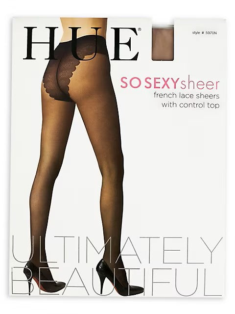 HUE French Lace Control Top Pantyhose-15 Denier