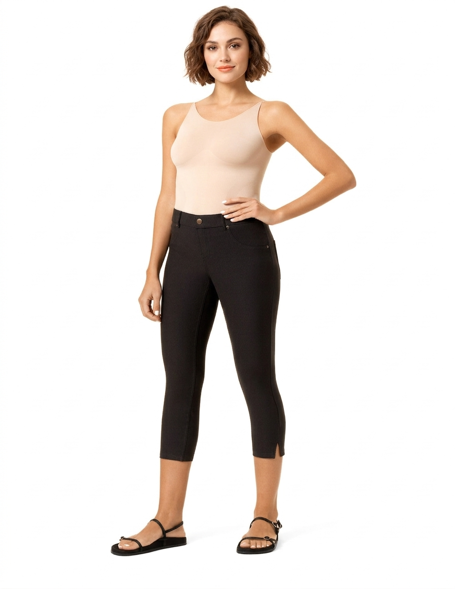 HUE Essential Denim Mid-Rise Capri Legging