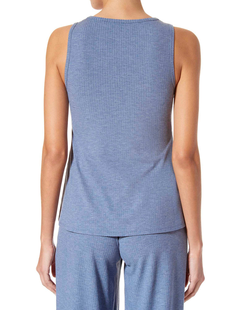 HUE Ribbed Lace Trim Swing Pajama Tank