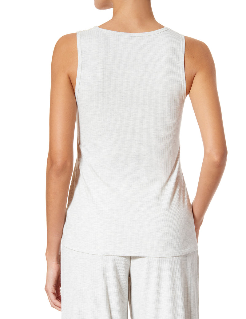 HUE Ribbed Lace Trim Swing Pajama Tank