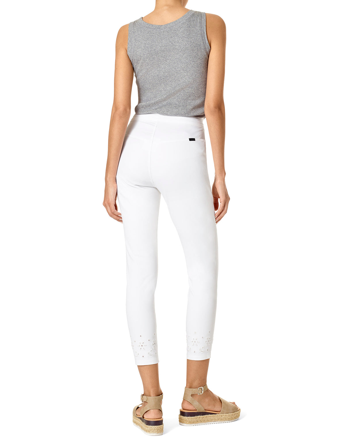 HUE Embroidered Eyelet Hem Denim