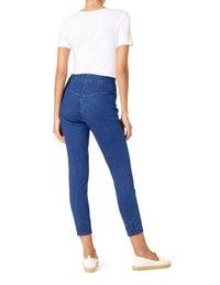 HUE Embroidered Eyelet Hem Denim