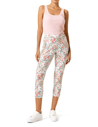 HUE Floral Essential Denim Mid-Rise Capri Legging