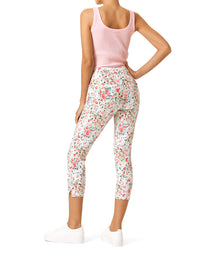 HUE Floral Essential Denim Mid-Rise Capri Legging