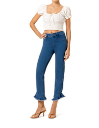 HUE Ruffle Denim Mid Rise Skimmer