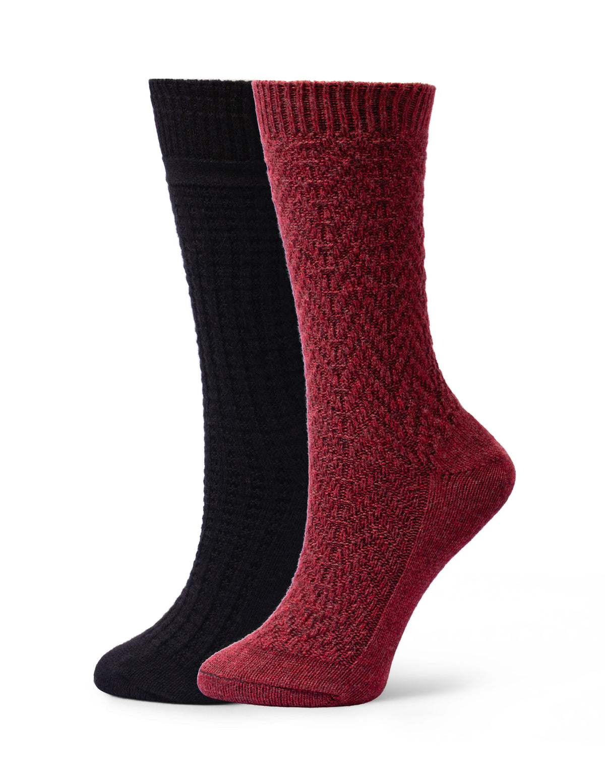 HUE Textured Wool Blend Crew 2 Pair Pack