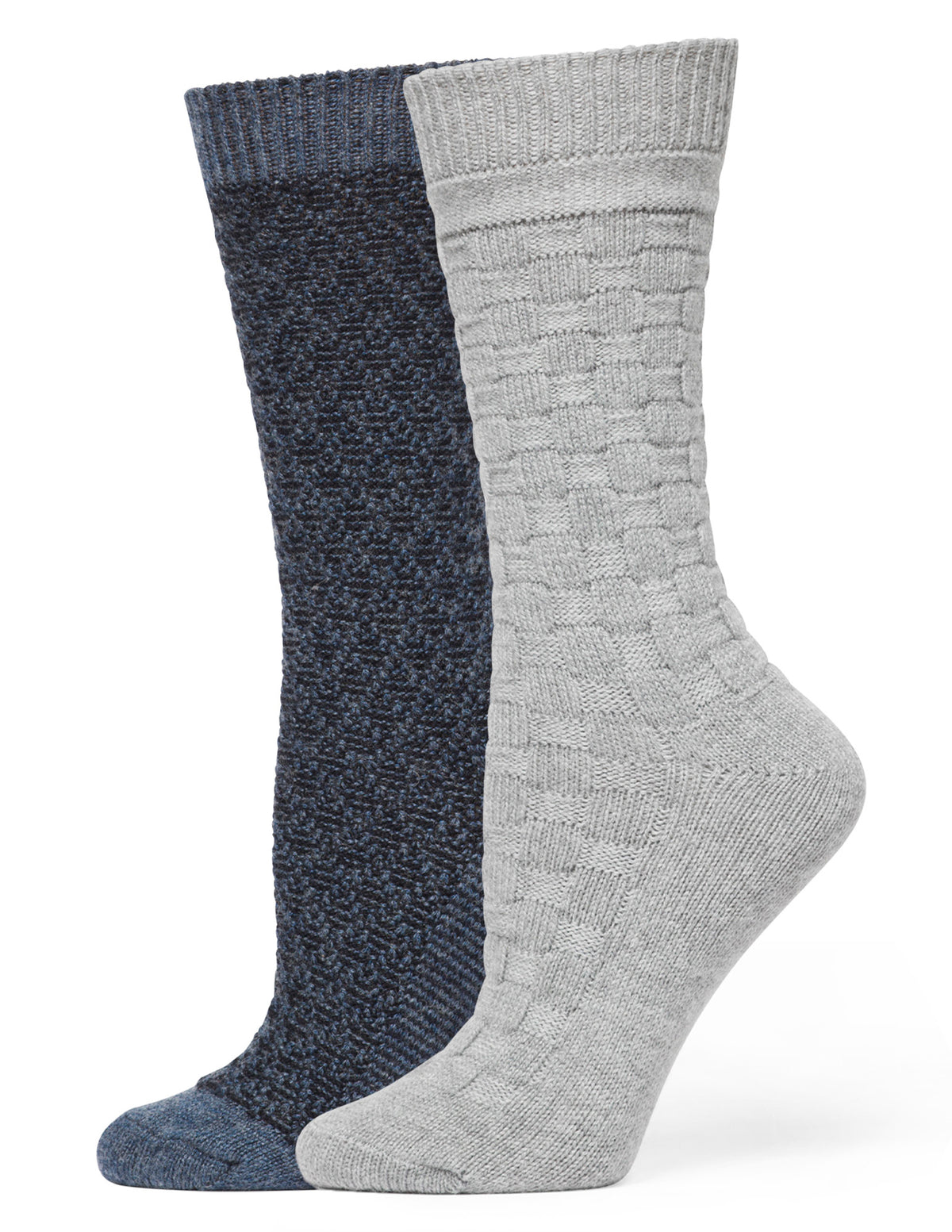 HUE Textured Wool Blend Crew 2 Pair Pack