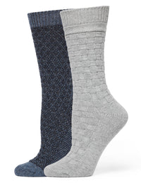 HUE Textured Wool Blend Crew 2 Pair Pack