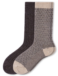 HUE Textured Wool Blend Crew 2 Pair Pack