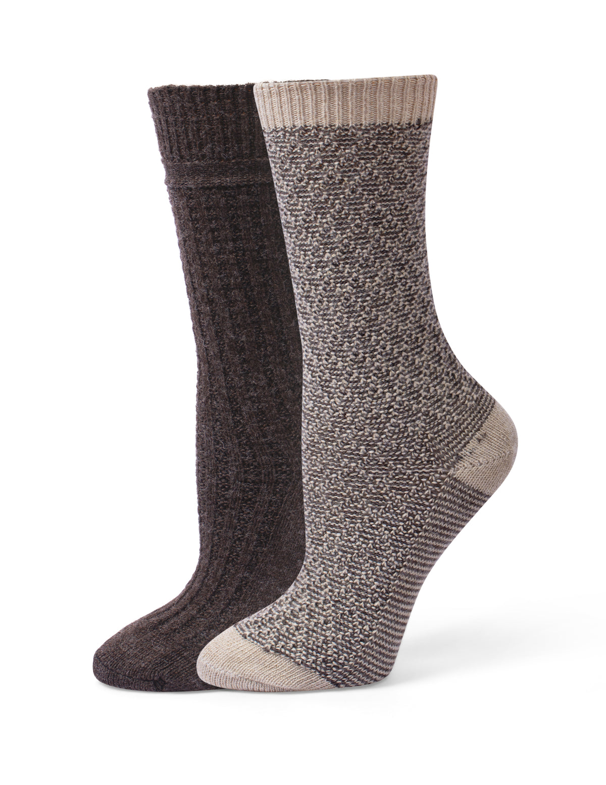 HUE Textured Wool Blend Crew 2 Pair Pack