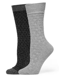 HUE Textured Wool Blend Crew 2 Pair Pack