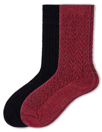 HUE Textured Wool Blend Crew 2 Pair Pack