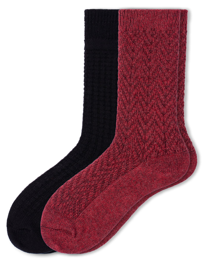 HUE Textured Wool Blend Crew 2 Pair Pack