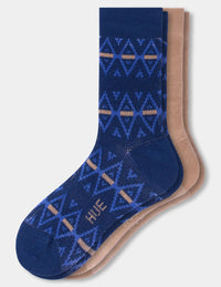 HUE Argyle Stripe Boot Sock 2 Pair Pack