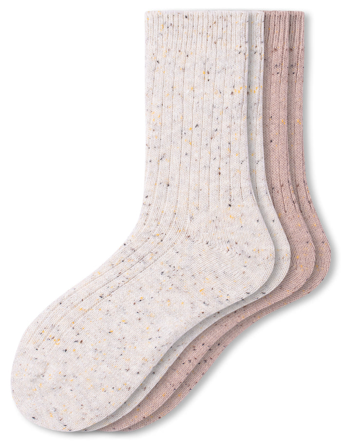 HUE Tweed Ribbed Crew 2 Pair Pack