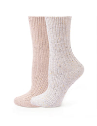 HUE Tweed Ribbed Crew 2 Pair Pack