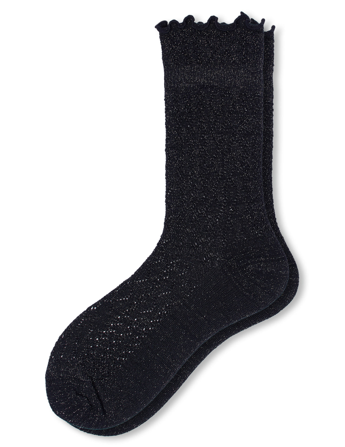 HUE Metallic Pointelle Ruffle Sock