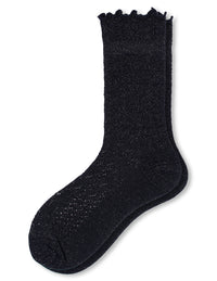 HUE Metallic Pointelle Ruffle Sock