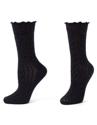 HUE Metallic Pointelle Ruffle Sock