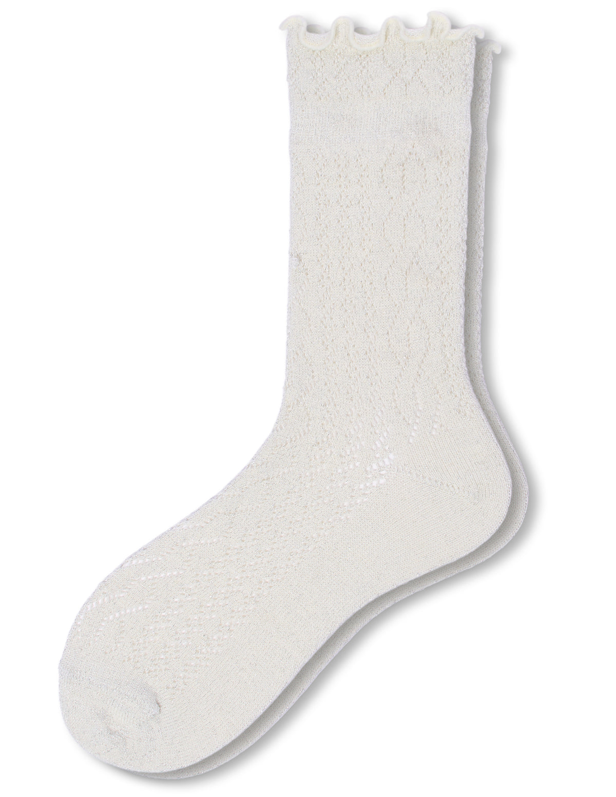 HUE Metallic Pointelle Ruffle Sock