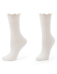 HUE Metallic Pointelle Ruffle Sock