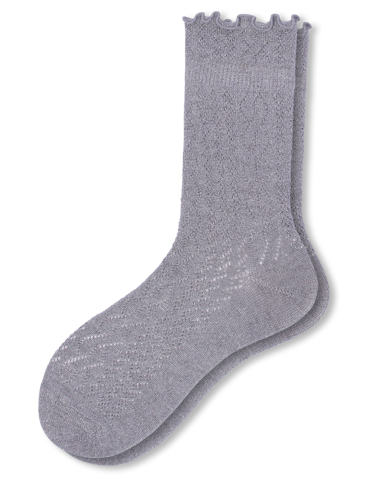 HUE Metallic Pointelle Ruffle Sock