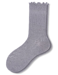 HUE Metallic Pointelle Ruffle Sock