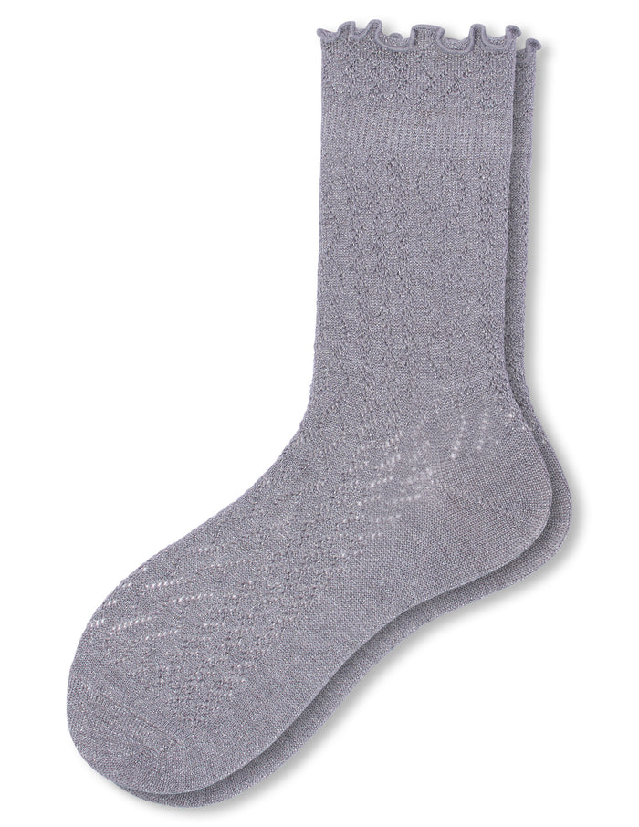 HUE Metallic Pointelle Ruffle Sock