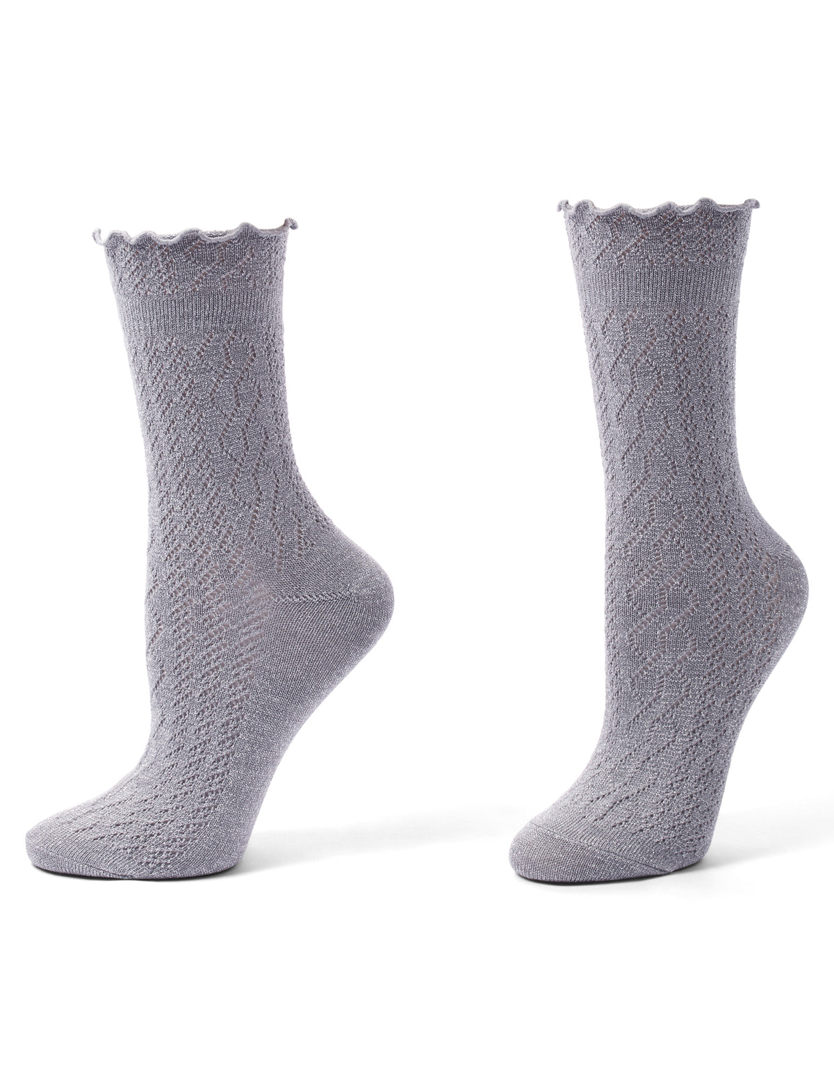 HUE Metallic Pointelle Ruffle Sock