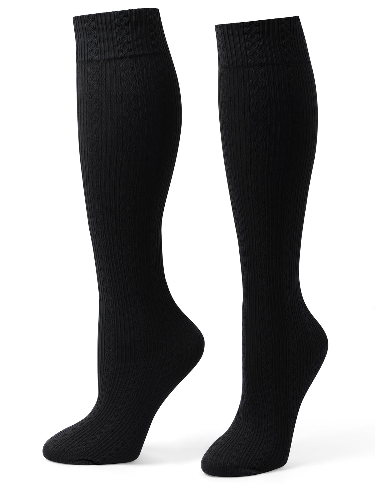 HUE Cable Ribbed Knee High
