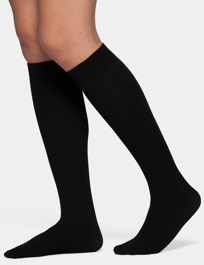 HUE Cable Ribbed Knee High