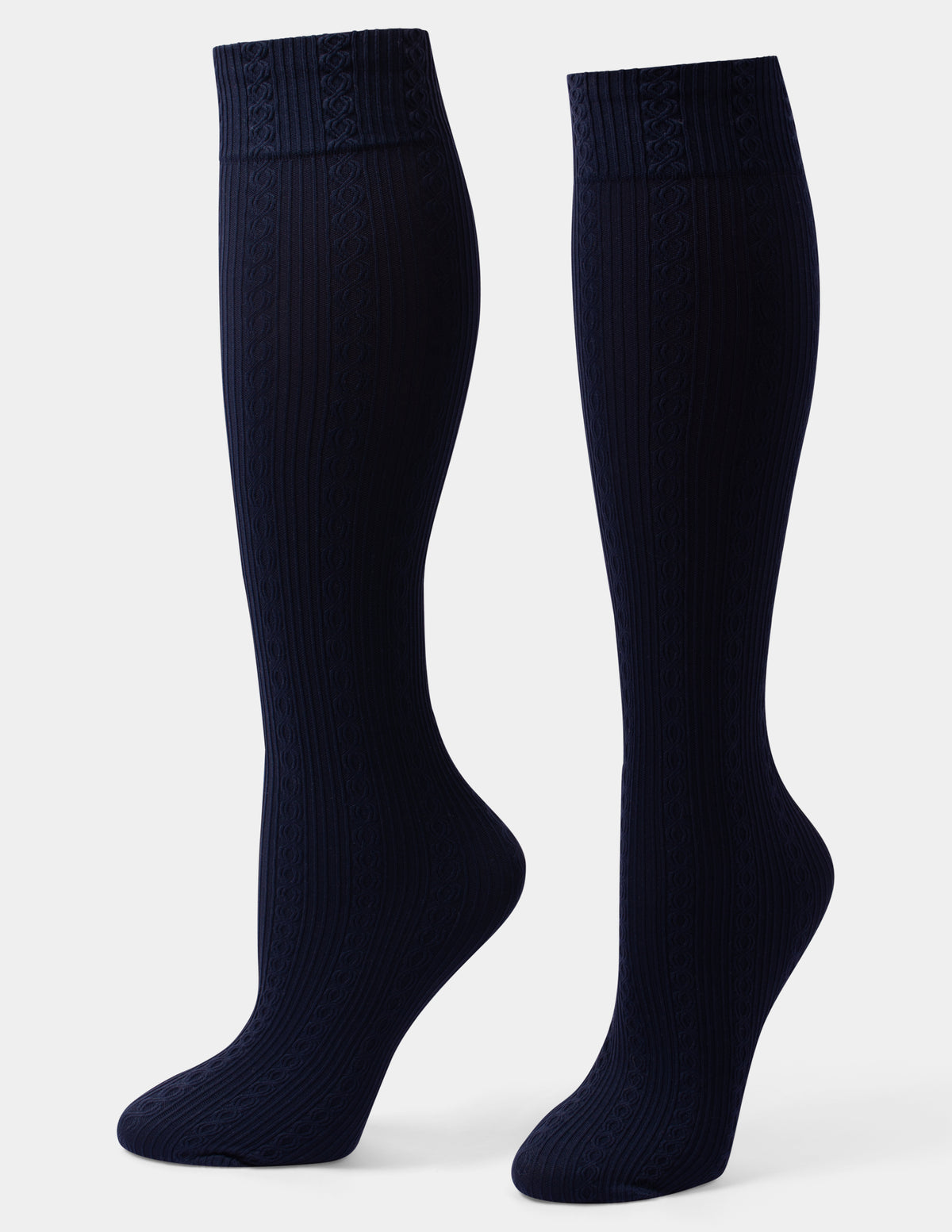 HUE Cable Ribbed Knee High