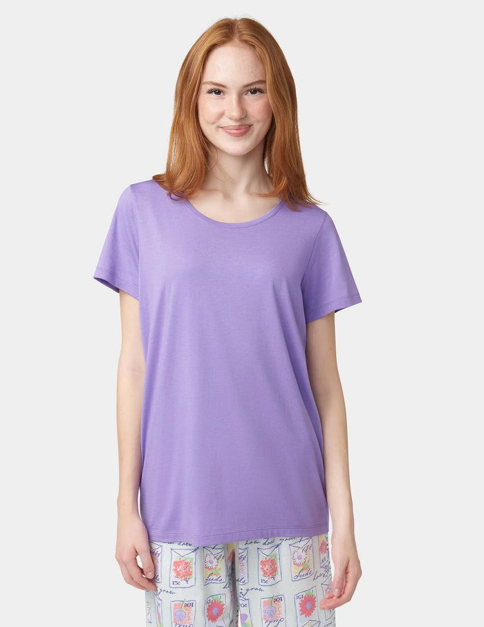 HUE Solid Short Sleeve Scoop Neck Pajama Tee