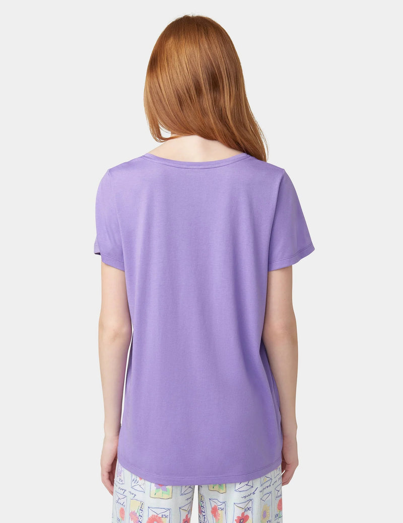 HUE Solid Short Sleeve Scoop Neck Pajama Tee