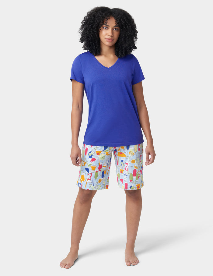 HUE Solid Short Sleeve  V-Neck Pajama Tee