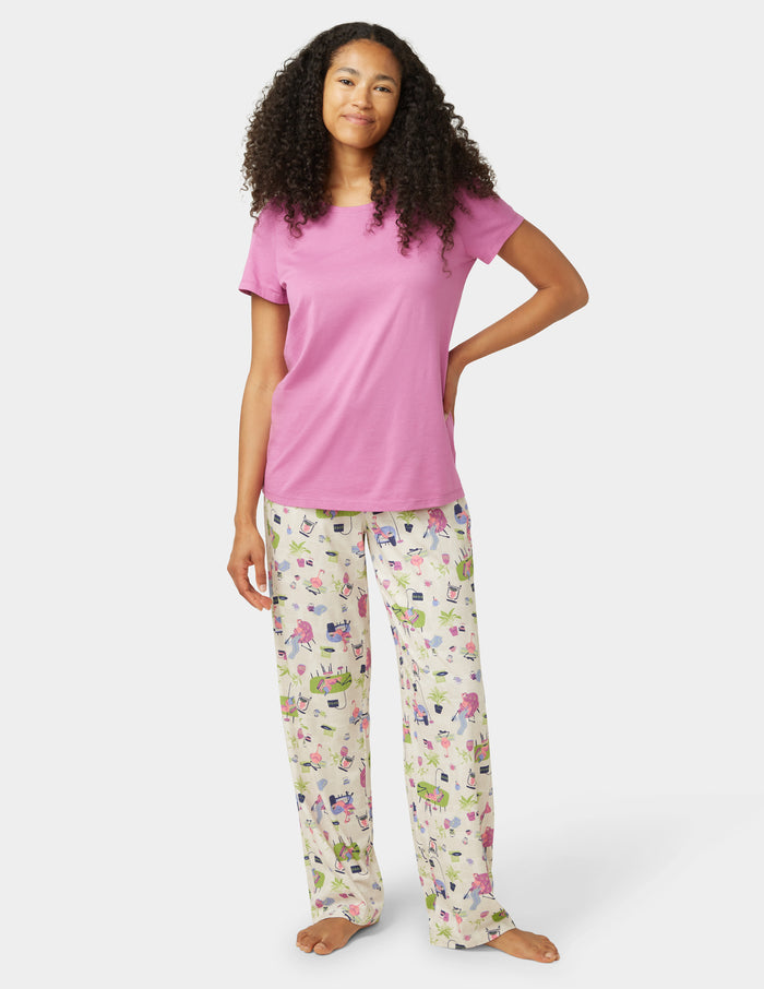 HUE Solid Short Sleeve V-Neck Pajama Tee