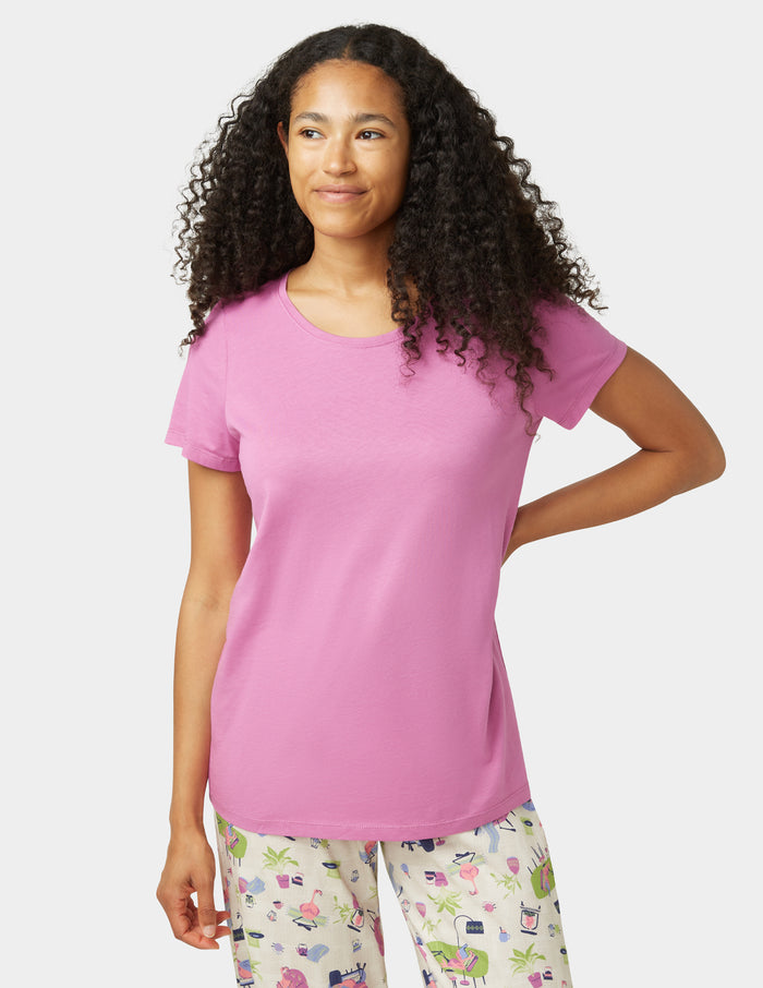 HUE Solid Short Sleeve V-Neck Pajama Tee