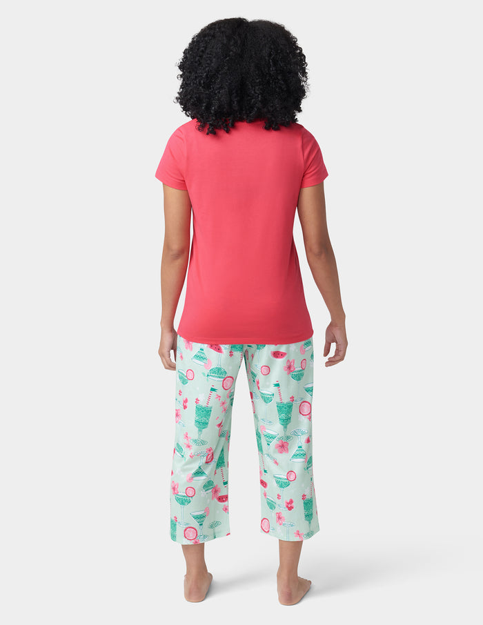 HUE 2-Piece Tipsey In Tucket Tee And Capri Pajama Set