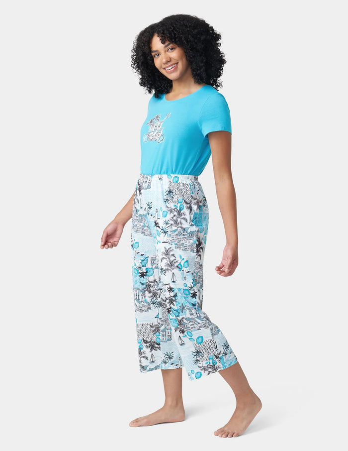 HUE 2-Piece Ocean City Tee And Capri Pajama Set