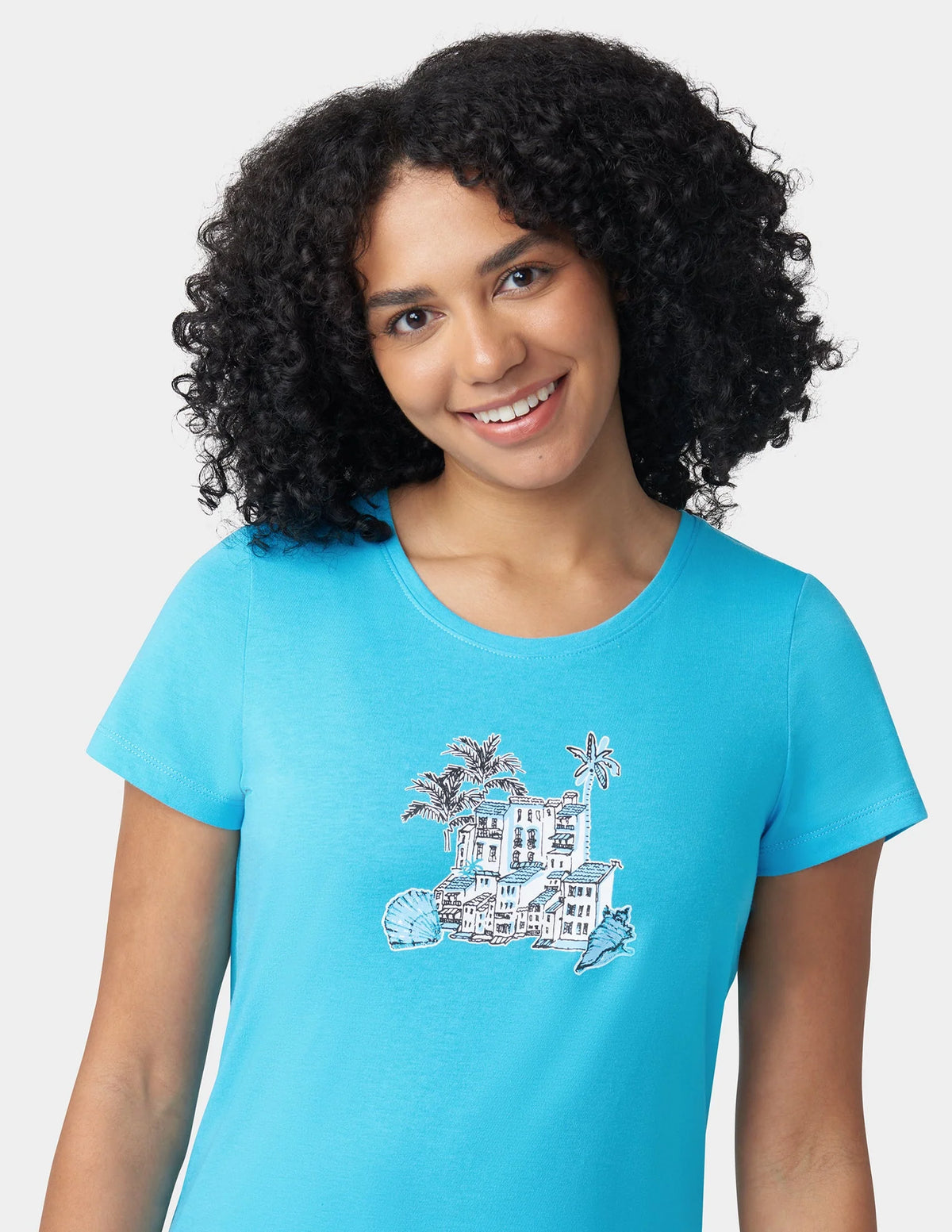 HUE 2-Piece Ocean City Tee And Capri Pajama Set