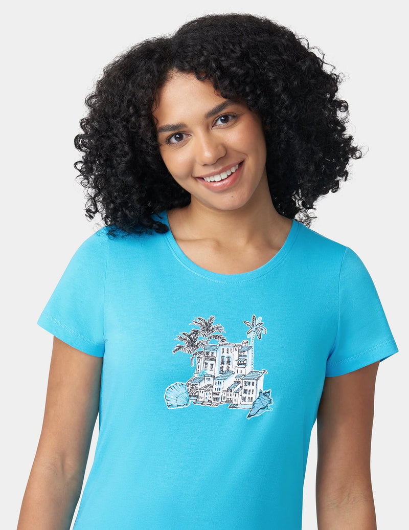 HUE 2-Piece Ocean City Tee And Capri Pajama Set