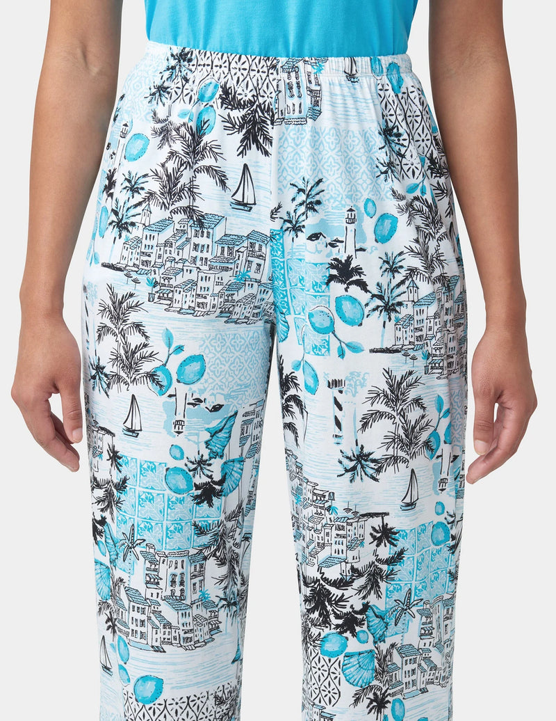 HUE 2-Piece Ocean City Tee And Capri Pajama Set