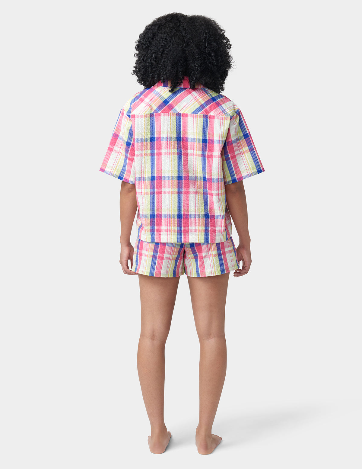 HUE Seersucker Notch Collar Short Sleeve Pajama Set