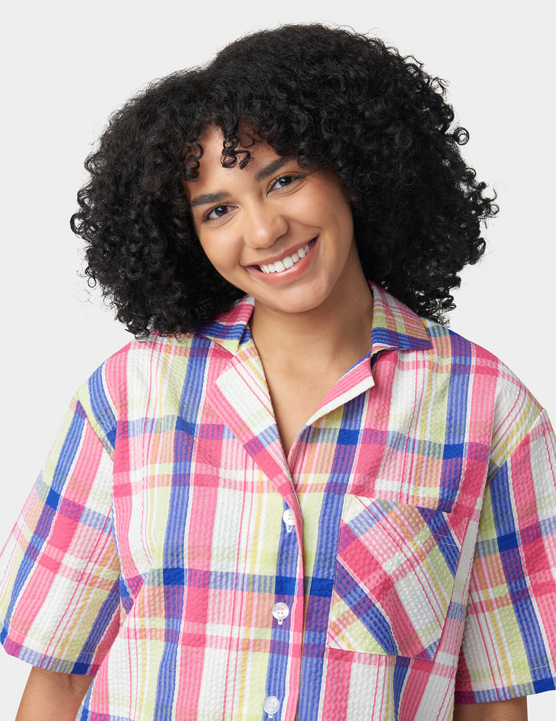 HUE Seersucker Notch Collar Short Sleeve Pajama Set