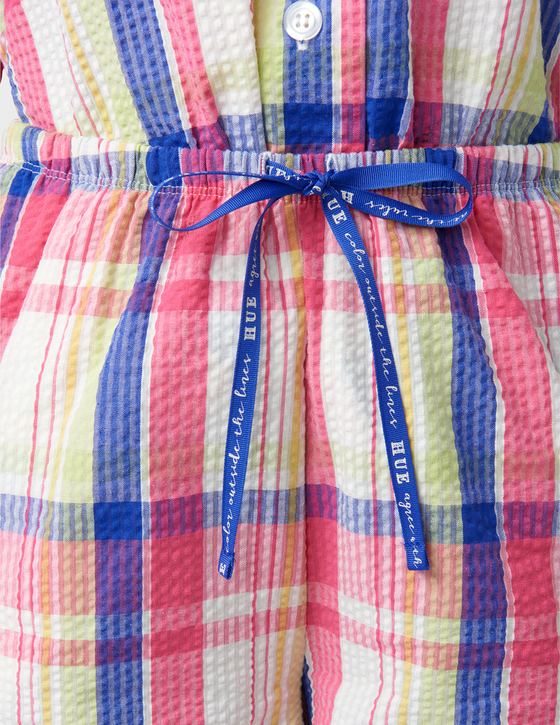 HUE Seersucker Notch Collar Short Sleeve Pajama Set