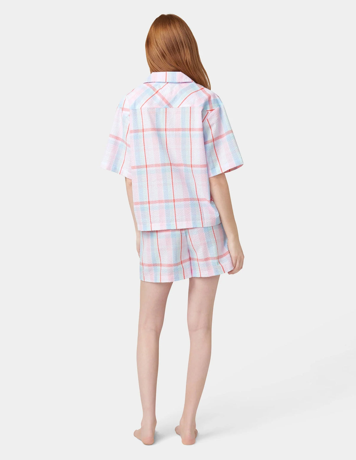 HUE Seersucker Notch Collar Short Sleeve Pajama Set